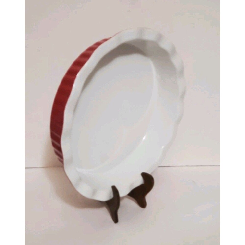 Good Cook Red Pie Plate 9" Stoneware Fluted Edge Baking Pan Quiche Tart Pan Dish